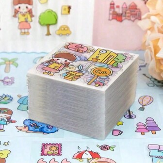 50張可愛的卡通透明貼紙，非常適合裝飾光滑的牆壁、桌面、陶瓷、手機殼、平板電腦殼，以及製作背景卡片或子彈日誌