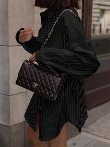 Camisas de manga larga negras para mujer, sencillas y con estilo para uso diario casual - Negro - Ver 3