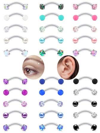 5 st söta 16G rostfritt stål Daith Rook örhängen 8 mm böjd skivstång ögonbrynsring läppring flera stilar piercingsmycken för kvinnor dekor utsökt set alla hjärtans dag present