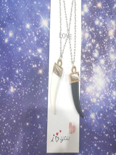 1Kit Com 2 Colar Pinguente de Dente Lobo