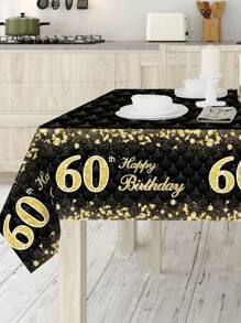 1 pieza Mantel rectangular descartable con decoración de oro fragmentado en negro y dorado para fiestas de cumpleaños 18, 30, 40, 50, 60 y 70 años. Perfecta decoración de mesa para fiestas de cumpleaños de hombres y mujeres, regalo y favor de fiesta.