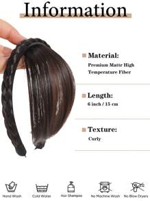 合成耐热黑色头带接发刘海假发自然假发一片式刘海女士假发圣诞节节日假发 - 彩色 - 查看 3