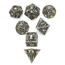 1set 7psc D&D Dice Set Metal Dice Dungeons And Dragons Dice Gift Polyhedral Dice Set D&D Role Playing Dice D20 Hollow Polyhedral Dice Set For Dungeons And Dragons RPG MTG Table Games - Multicolor - View 7