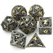 1set 7psc D&D Dice Set Metal Dice Dungeons And Dragons Dice Gift Polyhedral Dice Set D&D Role Playing Dice D20 Hollow Polyhedral Dice Set For Dungeons And Dragons RPG MTG Table Games - Multicolor - View 1