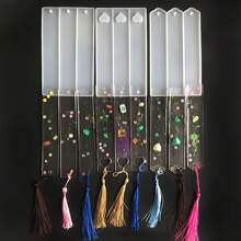 1 pieza Molde de silicona triple para hacer marcapáginas de resina DIY