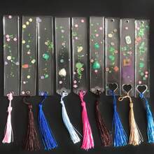 1 pieza Molde de silicona triple para hacer marcapáginas de resina DIY