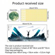 夜光贴纸、月亮和流星图案贴纸、PVC 墙贴，适用于卧室、客厅、自粘夜光贴纸、墙面装饰、房间装饰、家居装饰、浴室装饰、卧室装饰、房间装饰用品、客厅装饰、家居装饰、客厅墙纸、个性化贴纸 - 彩色 - 查看 3