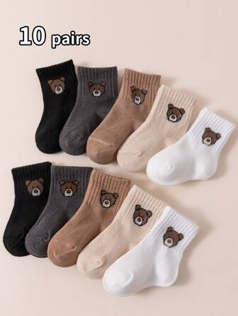 5 pares de cálidos calcetines hasta el tobillo con diseño de oso lindos para bebés y niños pequeños, adecuados para primavera, otoño e invierno