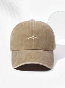 1 Piece Mountain Pattern Printed Baseball Cap, Retro Fashion Distressed Hat, Unisex For All Seasons, Adjustable Size, Soft Top Fashionable Mountaineering Hat, Outdoor Outings, Mountain Climbing, Daily Wear, Perfect Gift