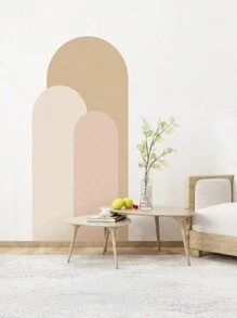 SUPSTICKER 1/2片 摩兰风格极简元素艺术翻新拱形壁画墙贴，极简几何分层拱形自粘墙贴，防水可移除壁纸，适用于客厅、卧室，47.24*19.69英寸