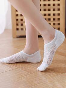 5 Pairs Women Summer Thin Invisible Black Socks Silicone Non-Slip Mesh Breathable Socks (Without Cardboard)