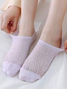 5 Pairs Women Summer Thin Invisible Black Socks Silicone Non-Slip Mesh Breathable Socks (Without Cardboard)