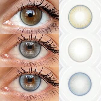 FRESH LADY Freshlady Regard de maquillage étudiant Pupilentes Future Marron clair/Bleu/Gris 14,50 mm Lentilles de contact de couleur marron pour les yeux pour fête 1 an jetables