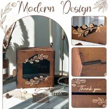 Wooden Card Box For Wedding - Rustic Wedding Card Boxes For Reception,Wedding Card Money Holder, Gift Card Box For Graduation Wedding Decorations For Reception 25*25*15cm Gifts Birthday Birthday Decorations Party Decorations Bachelorette - Brown - View 6