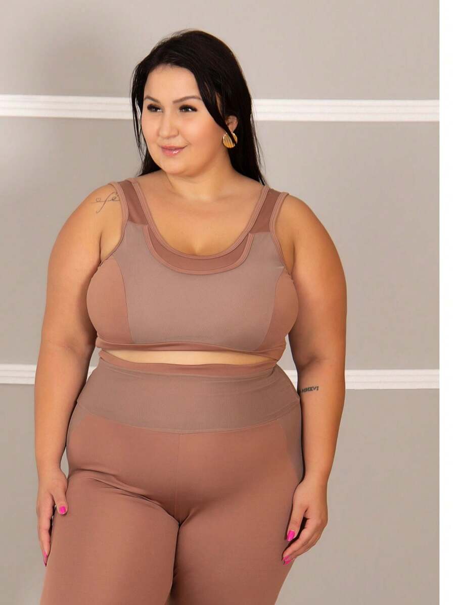 Top Feminino Fitness Plus Size 11205 - Rust Brown - View 1