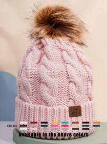 1pc Knitted Hat With Embroidery Graphic And Pom Pom, Unisex Y2K Style, Outdoor Warm Casual Beanie Hat For Commuting In Winter - Knitted Hat - View 35