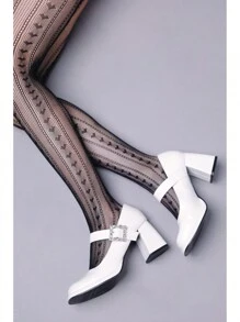 Women's Platform Closed Square Toe Mary Jane Pumps Ankle Strap Block Chunky Heel Office Party Dress Shoes