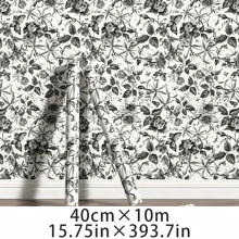 1 rouleau de papier peint auto-adhésif à motif de roses noires, noir et blanc, pour meubles, armoires, décoration de maison moderne. Plusieurs longueurs disponibles. Décoration Rama, papier peint mural, stickers muraux, décoration de chambre, décoration murale, sticker mural