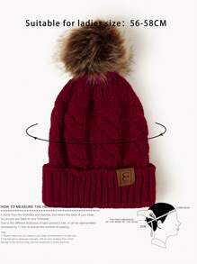 1pc Knitted Hat With Embroidery Graphic And Pom Pom, Unisex Y2K Style, Outdoor Warm Casual Beanie Hat For Commuting In Winter - Knitted Hat - View 11