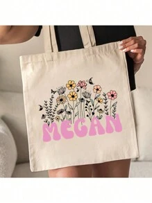 1pc Custom Made Teacher Appreciation Gift Women Canvas Tote Bag Graduation Gifts Letter Print Fashionable Tote Bag School Gift, Best Teacher Gifts Forever For Teachers Day - Beige - View 4