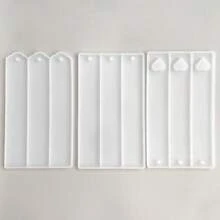1 pieza Molde de silicona triple para hacer marcapáginas de resina DIY