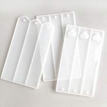 1 pieza Molde de silicona triple para hacer marcapáginas de resina DIY