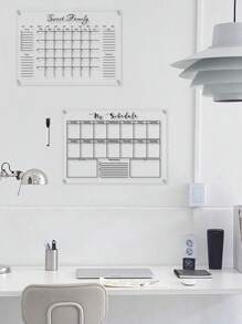 1pc Black Weekly/Monthly Chore Planner Board With 1 Whiteboard Marker, To-Do List, Monthly Weekly Schedule Planner, Acrylic Dry Erase Board For Meal Planning On Refrigerator - Multicolor - View 7