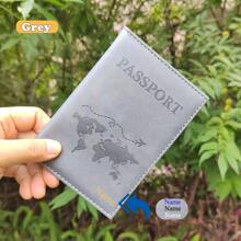 [定制] 定制名称 PU 皮革护照夹，旅行配件护照钱包，票夹，信用卡钱包，适合送礼，男女通用