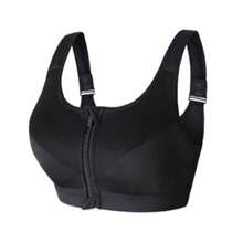 2PCS Sports Fitness Women Yoga Bra Padded Wirefree Cami Vest Camisole Tank Top Front Zipper Breast Lift Up Push Up Crop Tops Bralette Racer Back Zipper Workout Running - Black+Grey - View 9