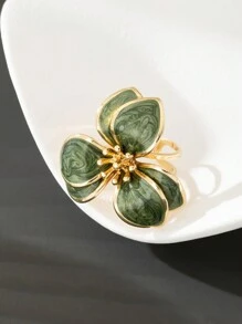 1pc Sweet Flower Oil Drop Design Ring For Women, Suitable For Dating, Engagement, Gift Valentines
