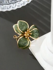 1pc Sweet Flower Oil Drop Design Ring For Women, Suitable For Dating, Engagement, Gift Valentines