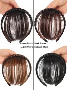 合成耐热黑色头带接发刘海假发自然假发一片式刘海女士假发圣诞节节日假发 - 彩色 - 查看 8