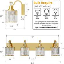 Modern Crystal Bathroom Vanity Lights – Gold Finish With K9 Crystal Lampshades  Elegant & High-Quality Design - 4light - View 5