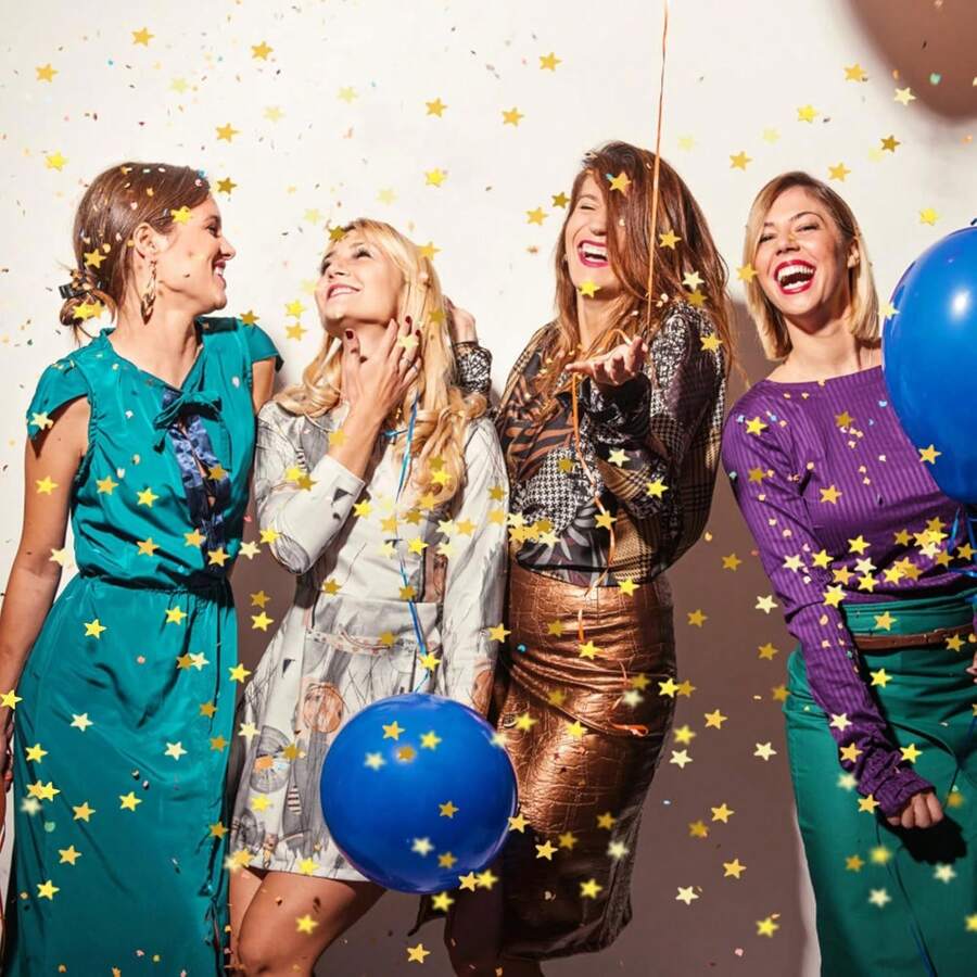 斋月节，Trends1 餐厅装饰套装，包括用于天花板的创意悬挂星星和月亮饰物，非常适合新年和圣诞节氛围，星形五彩纸屑金色桌面五彩纸屑父亲节礼物生日派对装饰金色装饰派对礼物桌面装饰生日礼物，