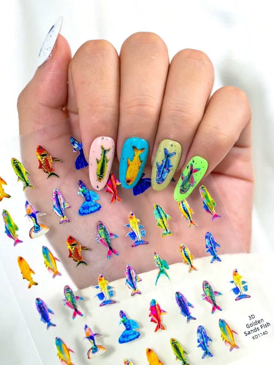 1 pește tropical drăguț multicolor, autocolant pentru arta unghiilor element de modă, potrivit pentru utilizarea personală a unghiilor - Multicolor - Vizualizare 1