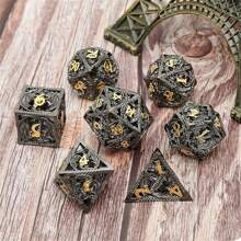 1set 7psc D&D Dice Set Metal Dice Dungeons And Dragons Dice Gift Polyhedral Dice Set D&D Role Playing Dice D20 Hollow Polyhedral Dice Set For Dungeons And Dragons RPG MTG Table Games - Multicolor - View 4