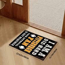 A Floor Mat For The Entrance Door And Bathroom Door, With A Pattern Of White And Yellow Letters And Rugby Balls. It Can Also Be Placed Under Outdoor Chairs. It Is An Anti-Slip, Wear-Resistant And Machine-Washable Carpet. Home Decor Floor Mats Carpets