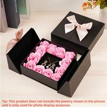1 pieza Caja de regalo de lujo de empaque de joyería con rosa romántica y declaración de moda para el Día de San Valentín o el Día de la Madre. No incluye joyería