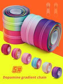 5# Nylon Gradient Zipper, (39.37inch) 1 Meter Zipper With 2 Zipper Heads, 10 Dopamine Gradient Colors, Light Gold Or Silver Zipper Pulls, Suitable For Garments, Bags, Textiles, And DIY Craft Products - Multicolor - View 3