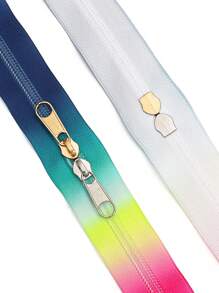 5# Nylon Gradient Zipper, (39.37inch) 1 Meter Zipper With 2 Zipper Heads, 10 Dopamine Gradient Colors, Light Gold Or Silver Zipper Pulls, Suitable For Garments, Bags, Textiles, And DIY Craft Products - Multicolor - View 5