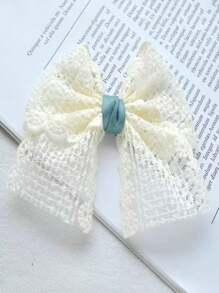 1pc Handmade Ivory Mesh Embroidered Floral Lace Ribbon Bowknot Hair Accessory Materials