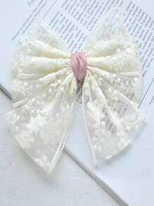 1pc Handmade Ivory Mesh Embroidered Floral Lace Ribbon Bowknot Hair Accessory Materials