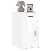 High Gloss White Wooden Office Cabinet 40x49x75 Cm Stylish Storage Solution