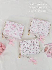 Carteira Pequena com Capacidade Reduzida para Estudantes, Impressão Fofa de Flor, Borboleta e Cereja, Diversos Slots para Cartões, Carteira Ultrafina Dia dos Namorados, Porta-Cartões de Visita, Porta-Cartões de Crédito, Carteira Feminina, Mini Carteira, Bolsa, Porta-Cartões