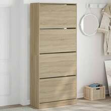Shoe Storage Cabinet With 4 Openings Sonoma Oak Finish 8875 Cm Stylish Organizer For Entryway Or Bedroom - 棕色 - 查看 1