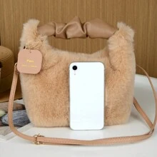 1 buc Geantă de machiaj la modă de înaltă calitate, geantă de mână de pluș, geantă de depozitare pentru cosmetice pentru femei, geantă de machiaj pentru femei, genți de călătorie pentru doamne, pentru cadouri de ziua de naștere pentru femei, geantă organizatoare de pluș, geantă de călătorie pentru doamne