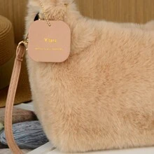 1 buc Geantă de machiaj la modă de înaltă calitate, geantă de mână de pluș, geantă de depozitare pentru cosmetice pentru femei, geantă de machiaj pentru femei, genți de călătorie pentru doamne, pentru cadouri de ziua de naștere pentru femei, geantă organizatoare de pluș, geantă de călătorie pentru doamne