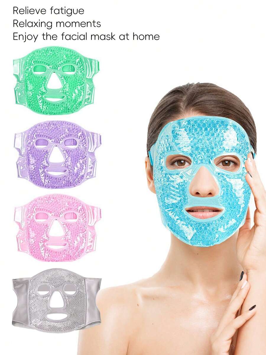 1pc SPA Ice Cold Hot Full Face Facial Mask Sleeping Ice Bag Gel Beads Skin Friendly Plush Sleeping Ice Bag Eye Mask To Relieve Eye Fatigue Ice Bag Women
