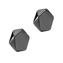 1 Piece Black & Silver Clip-On Earrings, Magnet Stud Earrings, Geometric Design, Free-Choice, Non-Pierced Unisex Earrings, Hipster Accessories