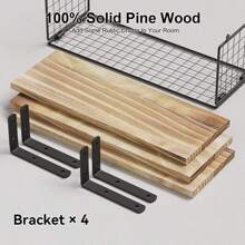 3Pcs Wooden Floating Shelves Wall Mounted Display Storage Shelf - Rusty Rose - View 3